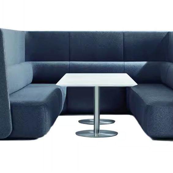 简约办公沙发高背布艺休闲洽谈沙发茶几组合高隔断卡座沙发