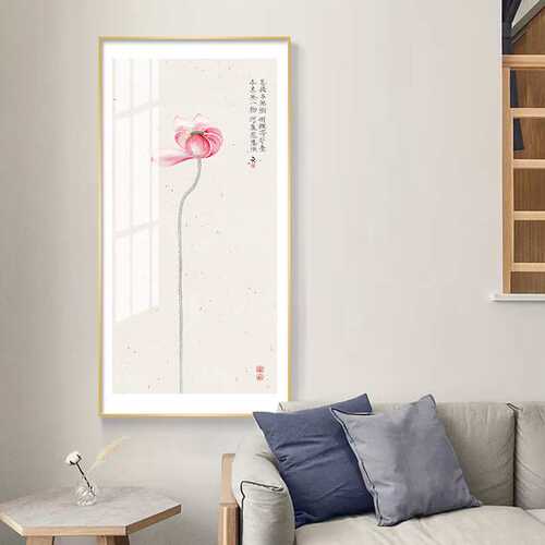 爱莲中式装饰画入户玄关装饰画荷花莲花书房茶室中式挂画客厅壁画