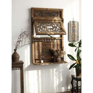 古风上翻窗中式实木福禄复古支摘窗镂空花格雕刻仿古装饰东阳木雕