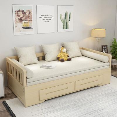 实木沙发床可折叠推拉小户型客厅书房单人双人多功能储物坐卧