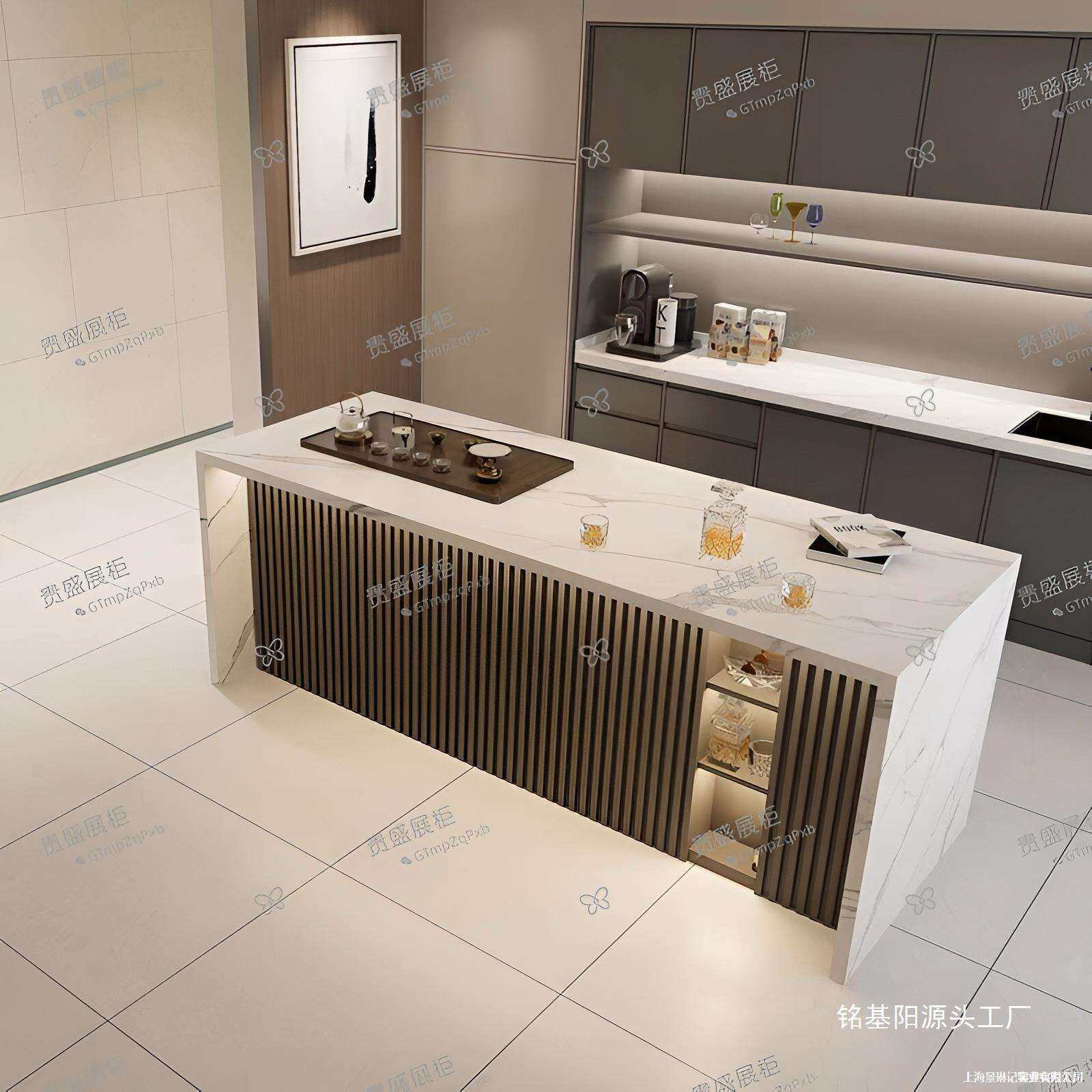 岩板岛台单独工业风客厅大理石餐边柜吧台做饭中岛台餐桌一体隔断