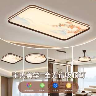 中古风卧室主灯具宋式美学房间吸顶灯胡桃木新中式禅意书房客厅灯