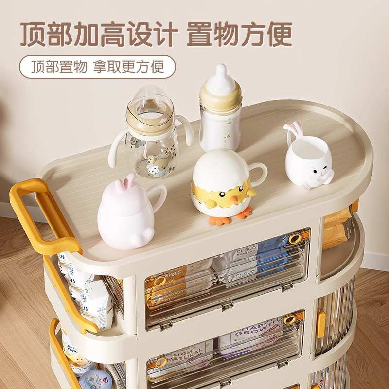 友耐小推车置物架家用客厅婴儿童宝宝卧室可移动折叠多层收纳柜