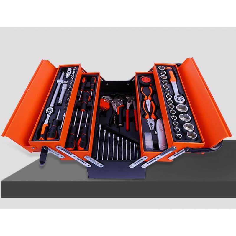 85件套铁盒工具箱套装扳手套筒工具多功能手提式五金工具套装