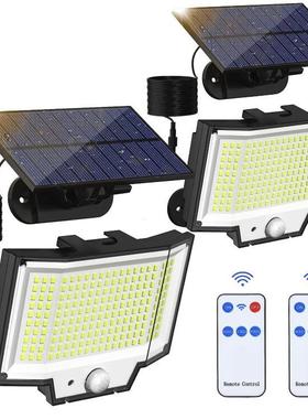 太阳能分体壁灯200LED三折面人体感应高亮三模式灯