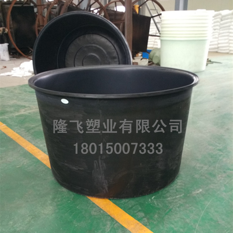 隆飞批发黑色1500L升塑料圆桶 一次成型带刻度化工搅拌大桶熟胶品