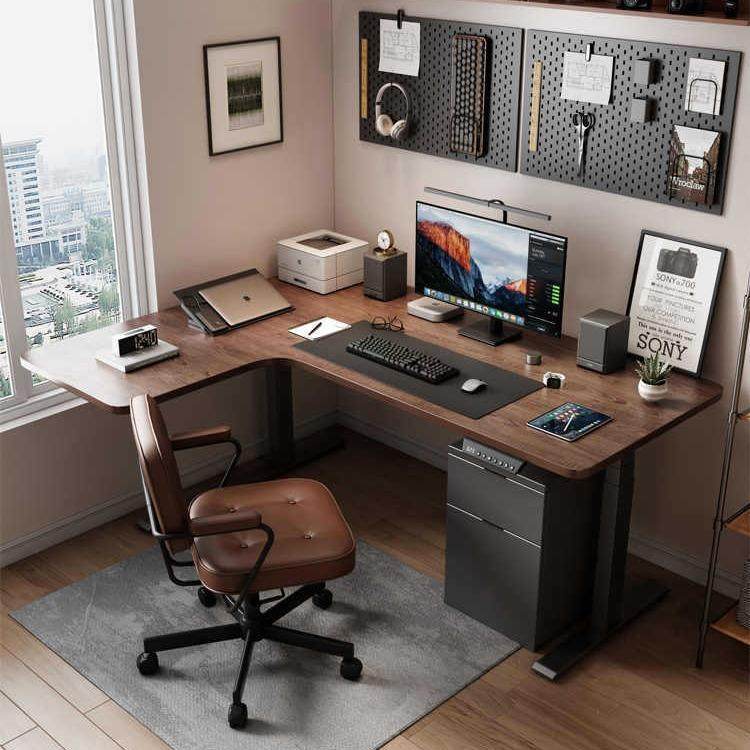 胡桃色电动转角升降书桌L型书房电脑桌拐角家用办公桌智能升降,农用物资,其他肥料,淘宝优惠券,粉丝福利购,淘宝优惠卷