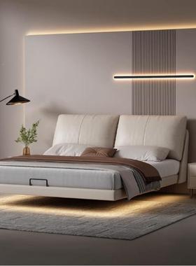 意腐式极简浮皮艺小户型双人软包大床豆块带灯悬大象床耳MFF朵悬