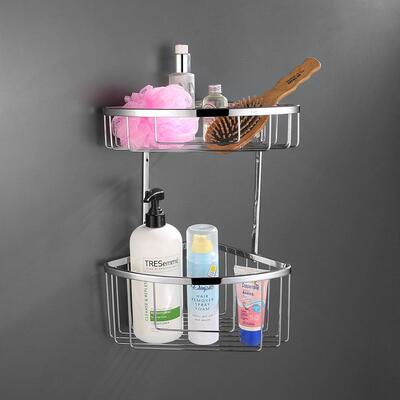 厂家直HZJ-7011浴室不锈钢转角置物篮04双层网篮销3不锈钢双层置