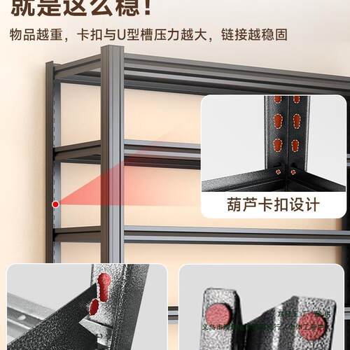 家制F896MT65用货架物架落地多层储藏间阳台杂物快递纳收架钢超市 - 封面