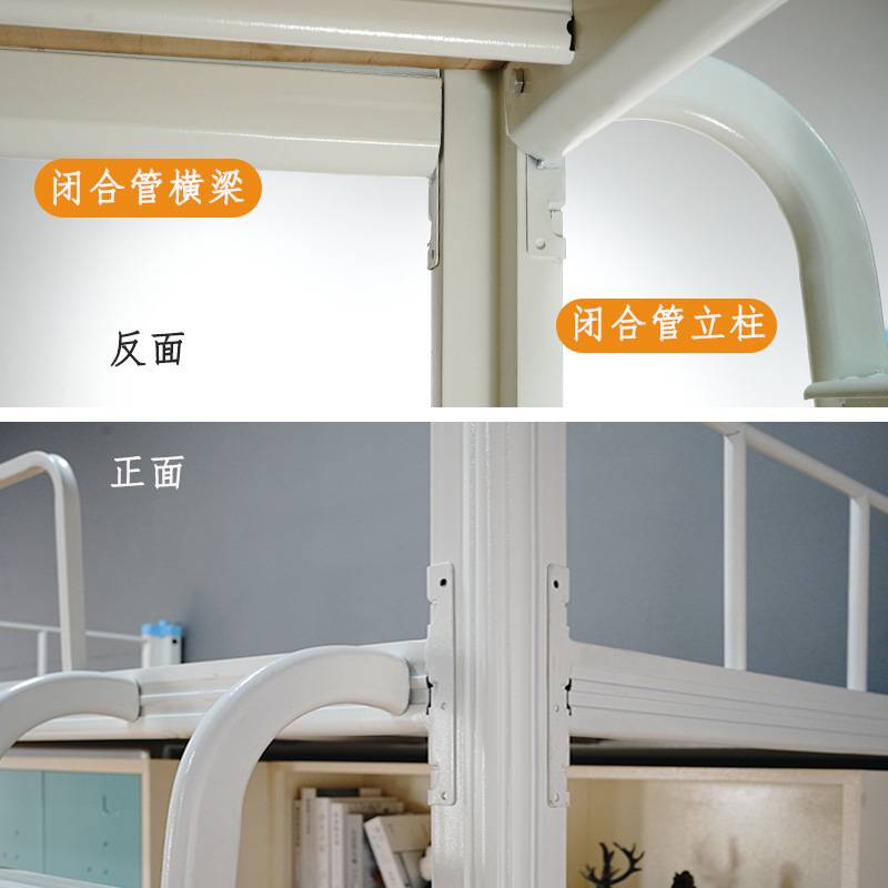 上床下桌宿舍员工单人公寓床学生铁艺床带衣柜书架双层一体组合床