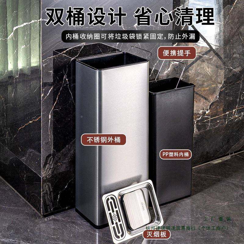 不锈钢生擦手纸间盖F896MT56垃圾桶大号办公卫室大堂楼道厕所摇直