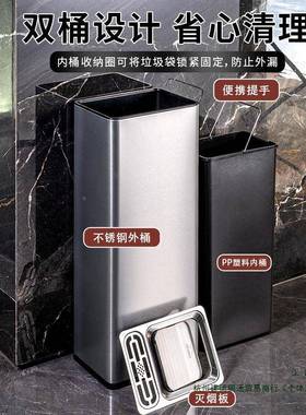 不锈钢生擦手纸间盖F896MT56垃圾桶大号办公卫室大堂楼道厕所摇直