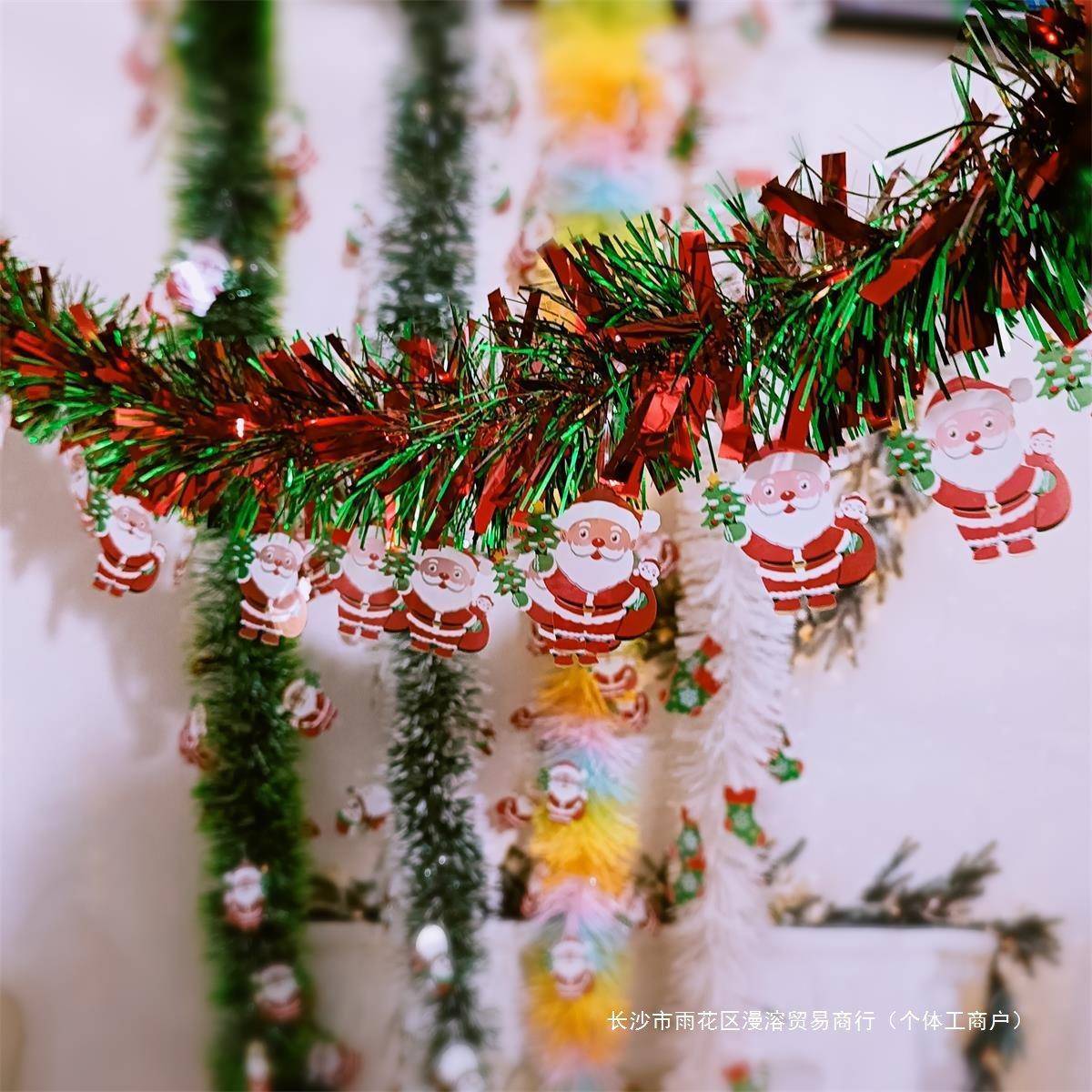 10条圣）诞节装饰彩条墨绿藤条带圣诞树240（挂饰毛条创意彩氛围