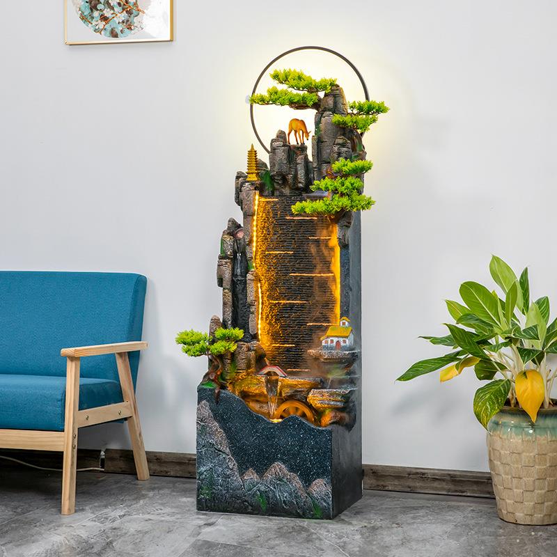 中式假装山NME流水循环水鱼缸客厅室内办公室庭院落地水景饰泉喷