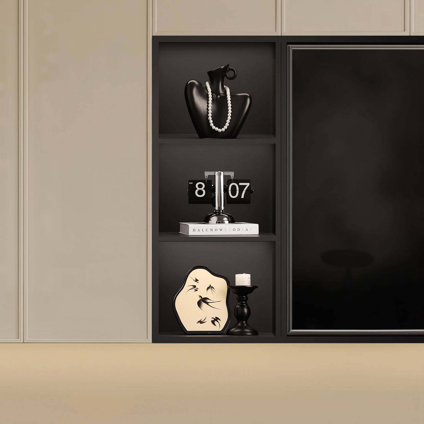 中古风电视柜摆件相框组合套装客厅壁龛装饰品感复古酒柜搭配