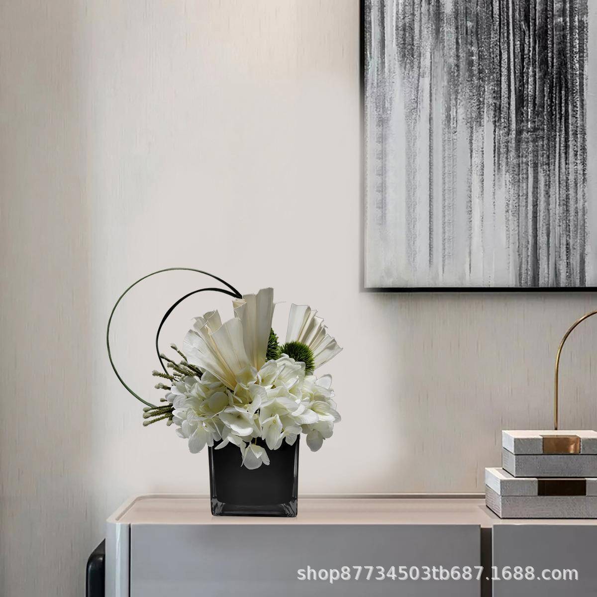 现代轻奢1072真花漱艺装饰花茶几售楼处样板房洽谈仿桌餐桌洗台摆