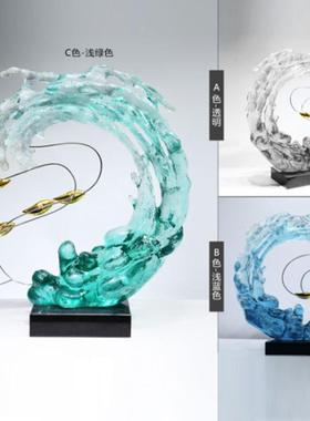 简约代现透422明树脂雕塑轻奢摆店件酒居客厅玄关家工艺品别墅装