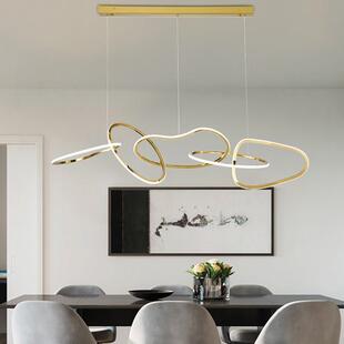 计轻奢吊灯设师吊厨房岛吧餐厅吊灯不锈钢环形灯客厅灯吊现98434