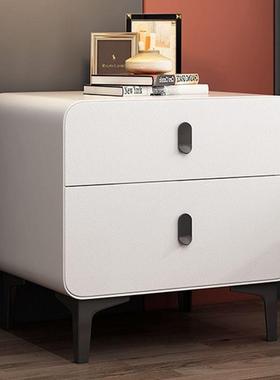 轻奢实木收头床柜创意简约现代窄边圆形NHM2025新油款小型奶风纳