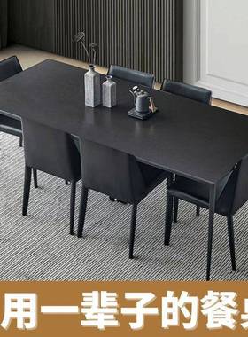 纯约黑色利丰岩板餐桌意式轻奢家德用小户型餐现CMH代简网桌红桌