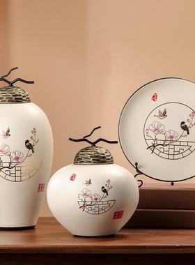 新F766S5H6式装国风件家居客厅摆花瓶电视柜玄中关古博古架茶室陶