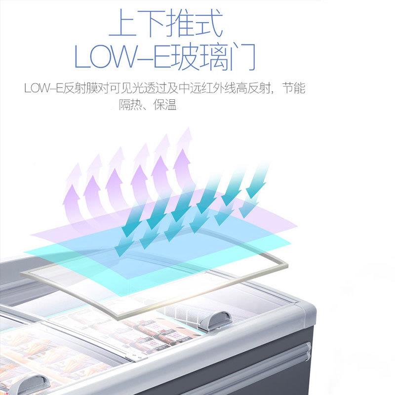 超市速冻柜卧无霜温冰柜商547用冰箱下推拉式门冷冻冷低藏上组合