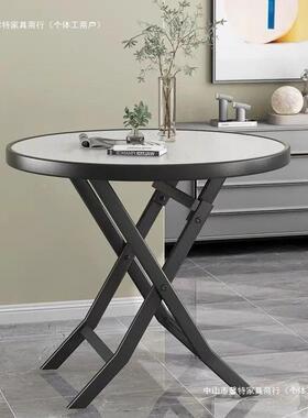 用小户餐简约现代圆桌新子款折叠小餐NVF桌出桌租型房折叠桌可