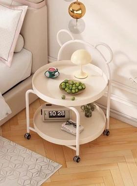 奶油风11495小茶几可动移客沙边几角滑发轮迷你茶桌简约卧室厅床