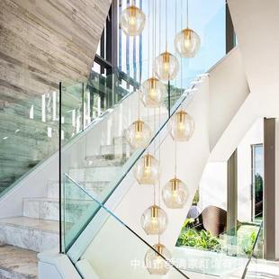 吊楼梯灯复式 楼梯代间长吊灯凹灯罩楼别墅酒店旋转现简寓约创意lo