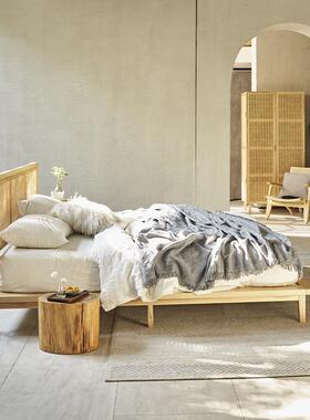 天然印藤床约现简尼代编创意TC-512卧室大床日式民宿客栈酒店实木