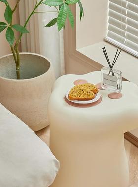 猫抓茶几客厅用边几休奶油椅47733子奶白色塑料宠物凳滚塑产品子