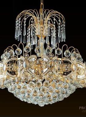 现代简约吊金色水D晶餐厅灯欧LND210式LE客厅吊灯圆卧吊灯楼梯过