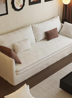 棉三布艺沙发现CUB代简约麻小户法式人中古风白色可拆洗乳型胶沙