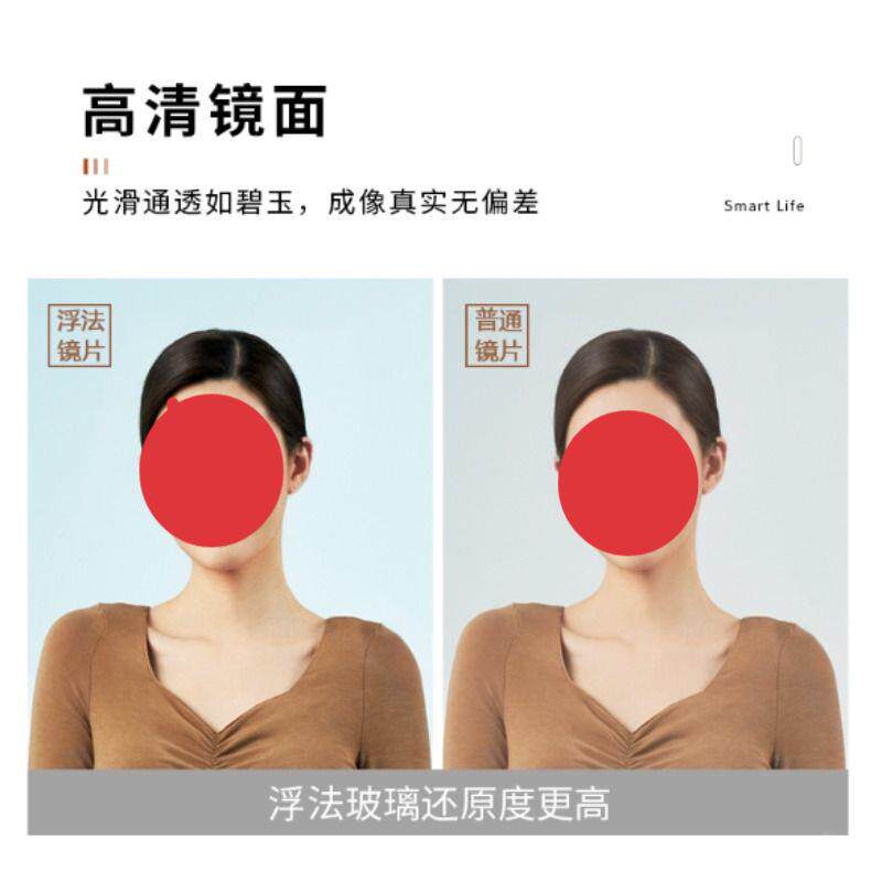 真方形木框全身镜家用穿衣镜落地镜试卧室镜原木风壁挂镜子移动衣