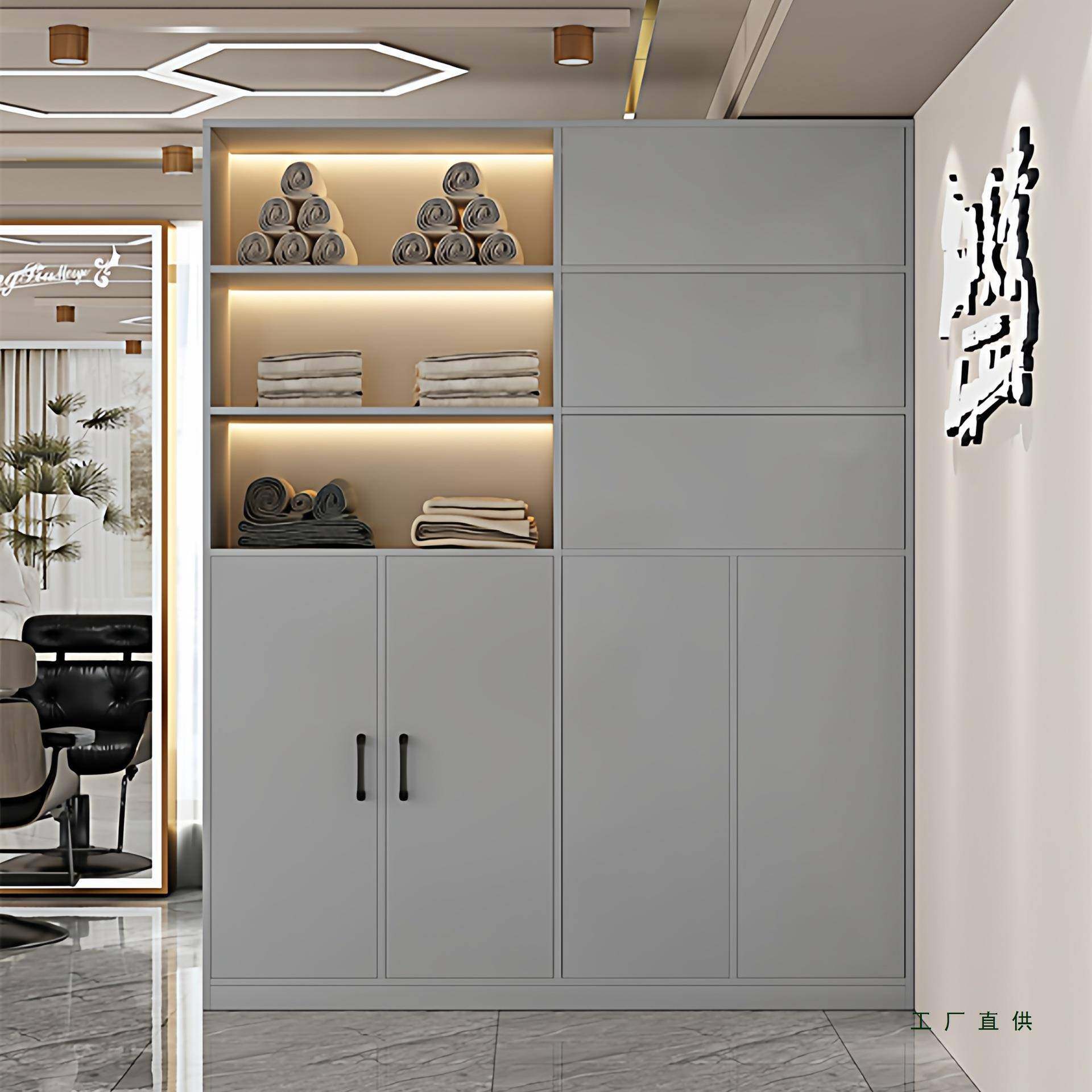 定制理发店巾品柜柜吧台洗头床隔断柜产存包一体设计感985储物毛,商业/办公家具,办公储物柜,淘宝优惠券,粉丝福利购,淘宝优惠卷