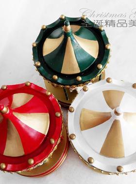 圣诞装品木质马八音盒转木马节日桌面装Y01133摇饰饰旋摆件