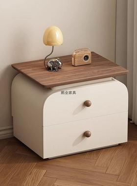 床免安全实木头柜中古奶油风意极简小户型简约现代卧式室收ODB装