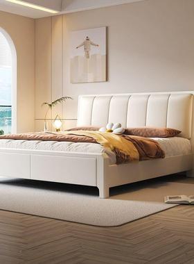 包床白色奶油风DGK现代简.约主室1.8米双人床15米软竖条纹卧储物