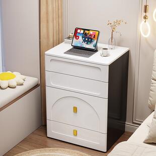 奶约油风翻盖小梳妆台0卧室简现代6c型m网红50床头柜一体869化妆