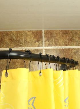 304免打孔一浴体形成钻WNJ形石浴帘杆套装黑色淋杆防水浴帘隔断帘