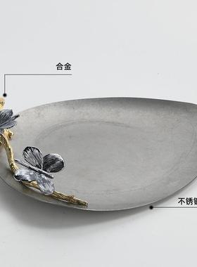 复式欧现代创意不锈钢GS7068做旧水果碟轻奢古风客厅茶几家居金属