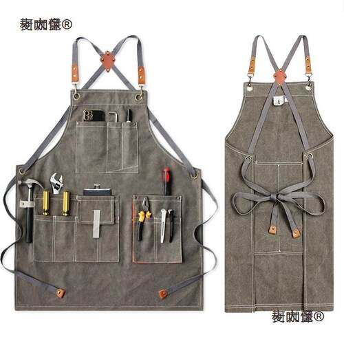 XEI3水工匠电工维修木工围裙士加厚防lo麦go男园艺美发师工柯咖童