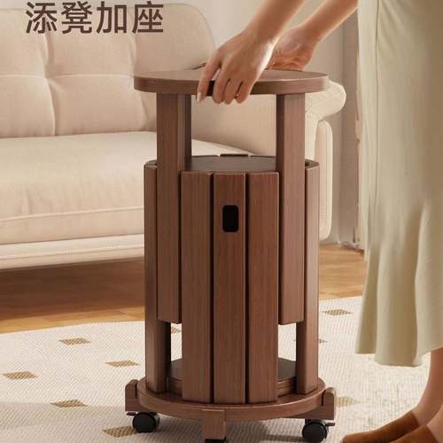 实木滑凳子可叠放家用叠叠带轮收纳堆凳客人无品牌/备用乐凳中古