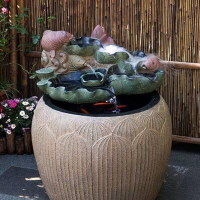 流水摆件户缸外庭鱼池循环水院景观院子招泉财装饰造景鱼喷VHT水