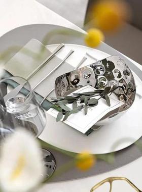 样现代样板间餐套装软装陈具列餐桌摆台棕色系售楼处tb-67448房板