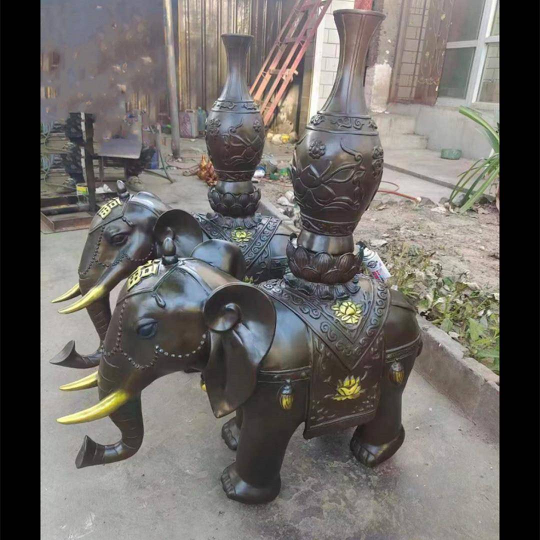 铸铜大象拉财工艺品象凳吸水象动物景观广场大型不锈钢雕塑铁艺鹿