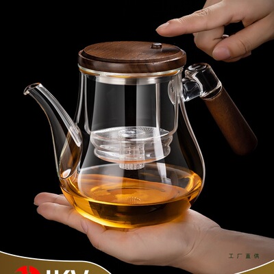 耐热泡茶壶飘逸杯全玻璃内胆2025新款按压式一键茶水分离杯冲茶器