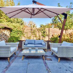 现货供应户外铝合金小吊伞涤纶布庭院伞金拉丝常规遮阳吊伞