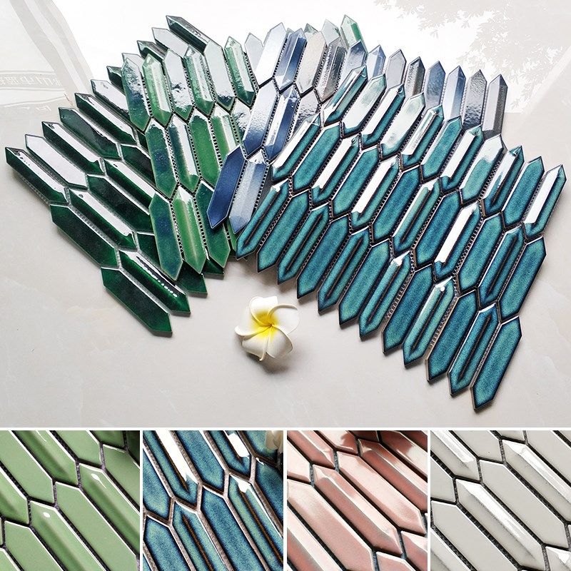 现代简约细箭头形马赛克窑变瓷砖卫生间浴室吧台餐厅背景墙砖粉色